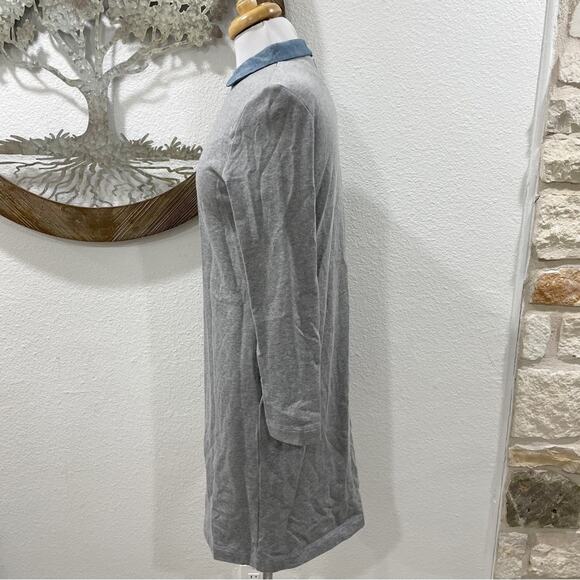 COS Cotton Dress Peter Pan Collar Gray Blue Chambray Small - Picture 3 of 7